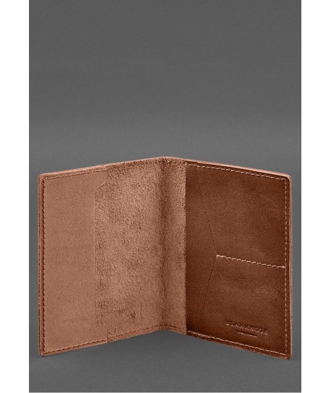 Leather cover for military ID with pockets 7.2 light brown crust