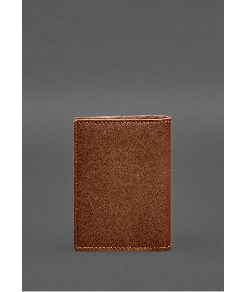 Leather cover for military ID with pockets 7.2 light brown crust