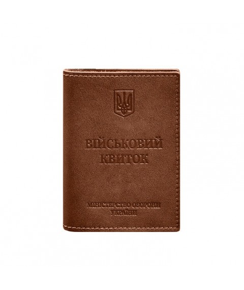 Leather cover for military ID with pockets 7.2 light brown crust