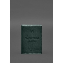 Leather cover for military ID with pockets 7.2 green crust