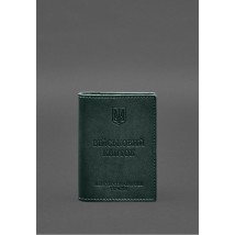 Leather cover for military ID with pockets 7.2 green crust