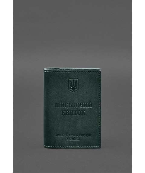Leather cover for military ID with pockets 7.2 green crust