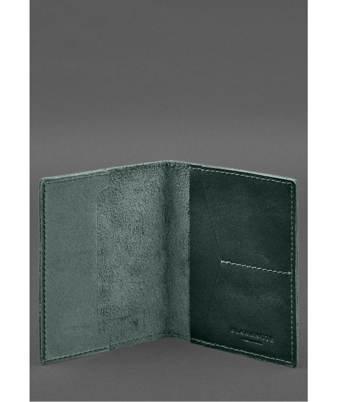 Leather cover for military ID with pockets 7.2 green crust