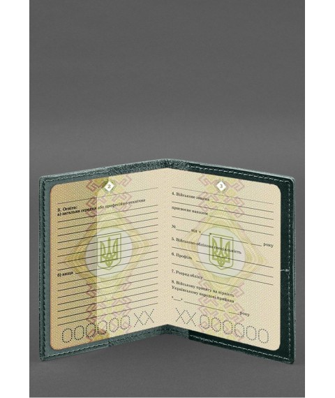 Leather cover for military ID with pockets 7.2 green crust