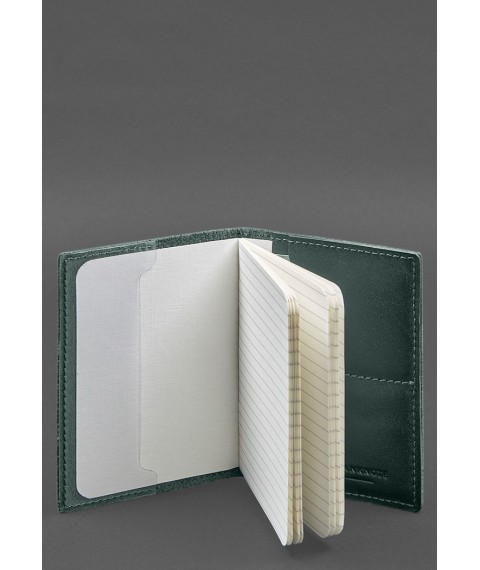 Leather cover for military ID with pockets 7.2 green crust