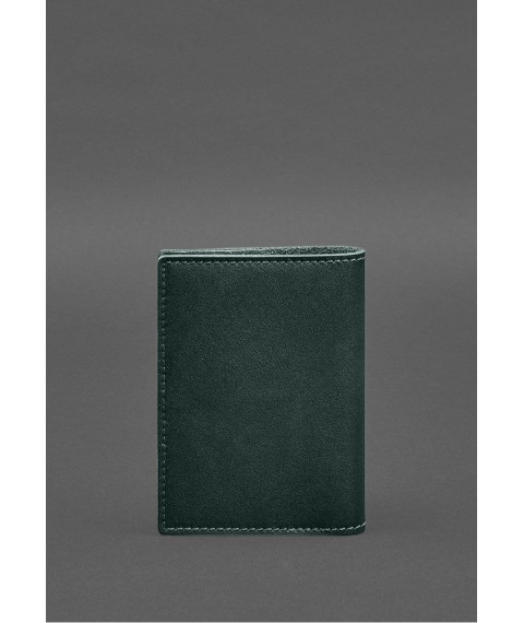 Leather cover for military ID with pockets 7.2 green crust