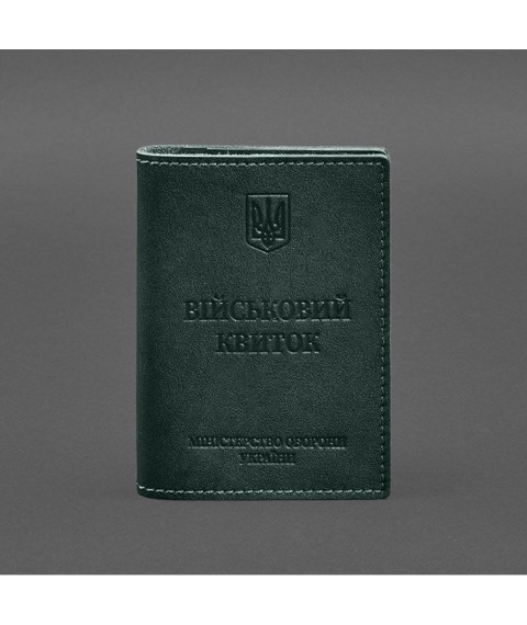 Leather cover for military ID with pockets 7.2 green crust