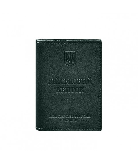 Leather cover for military ID with pockets 7.2 green crust