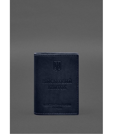 Leather cover for military ID with pockets 7.2 blue crust