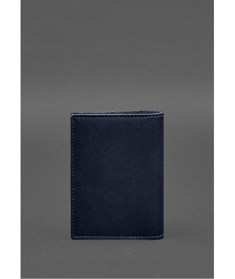 Leather cover for military ID with pockets 7.2 blue crust
