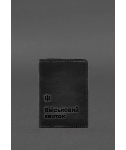 Leather cover for military ID 7.3 black Crazy Horse