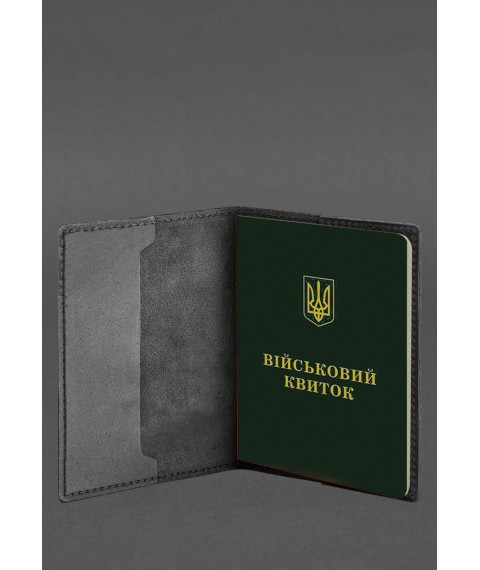 Leather cover for military ID 7.3 black Crazy Horse