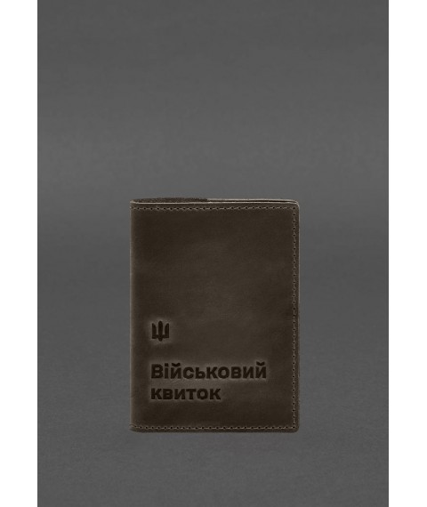 Leather cover for military ID 7.3 dark brown Crazy Horse