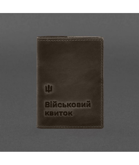 Leather cover for military ID 7.3 dark brown Crazy Horse