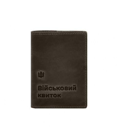 Leather cover for military ID 7.3 dark brown Crazy Horse