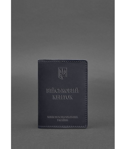 Leather cover for military ID 7.0 dark blue Crazy Horse