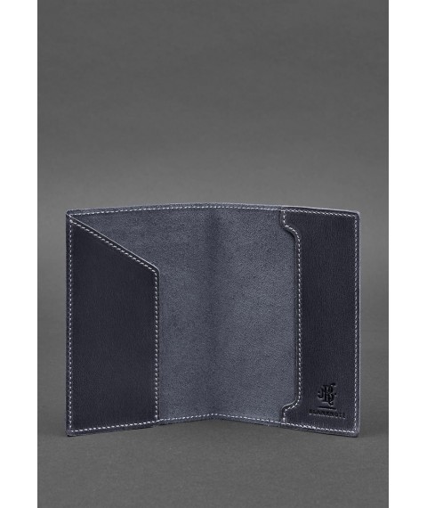 Leather cover for military ID 7.0 dark blue Crazy Horse