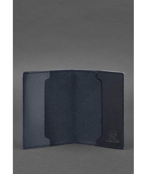 Leather cover for military ID 7.0 dark blue Crazy Horse
