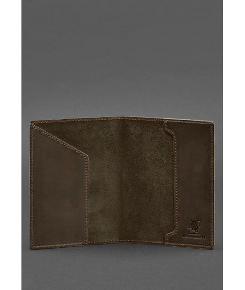 Leather cover for military ID 7.0 dark brown Crazy Horse