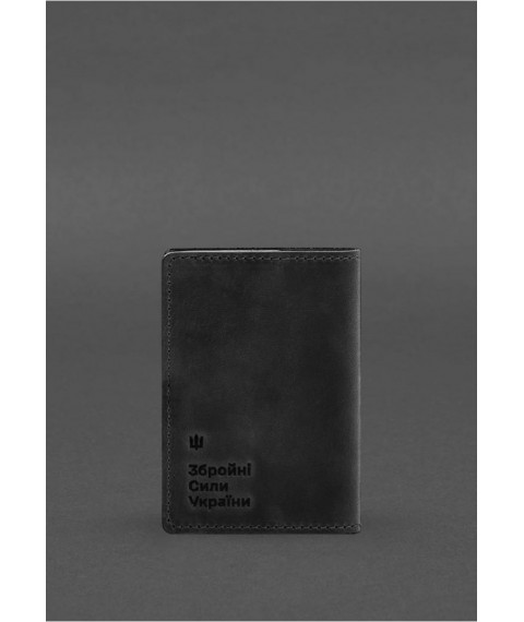 Leather cover for military ID of a reserve officer 8.2 black Crazy Horse