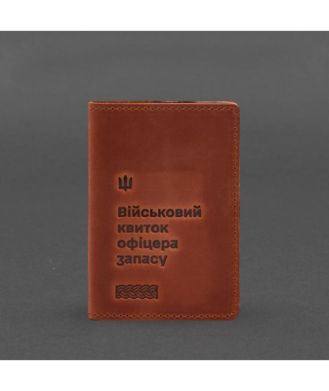 Шкіряна обкладинка для військового квитка офицера запасу 8.2 світло-коричнева Crazy Horse