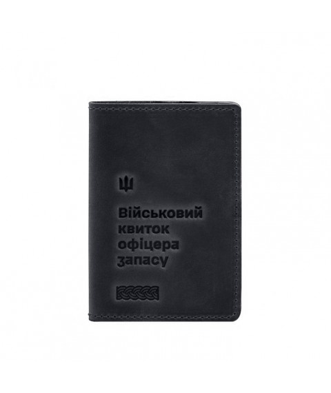 Шкіряна обкладинка для військового квитка офіцера запасу 8.2 темно-синій Crazy Horse