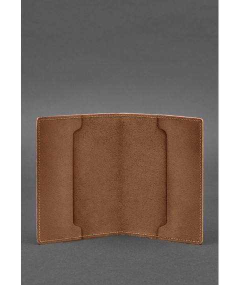 Leather cover for military ID of reserve officer 8.0 light brown