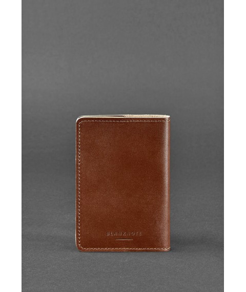 Leather cover for military ID of reserve officer 8.0 light brown