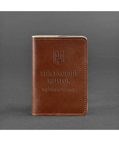 Leather cover for military ID of reserve officer 8.0 light brown