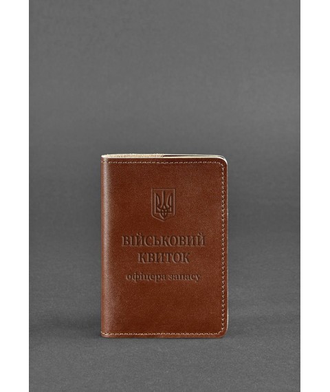 Leather cover for military ID of reserve officer 8.0 light brown