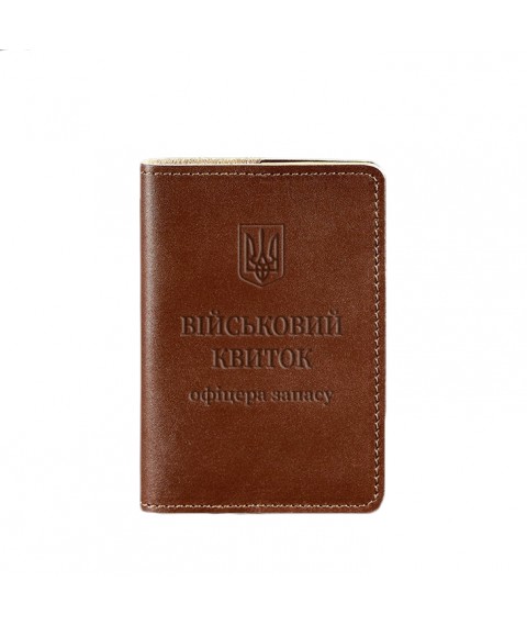 Leather cover for military ID of reserve officer 8.0 light brown