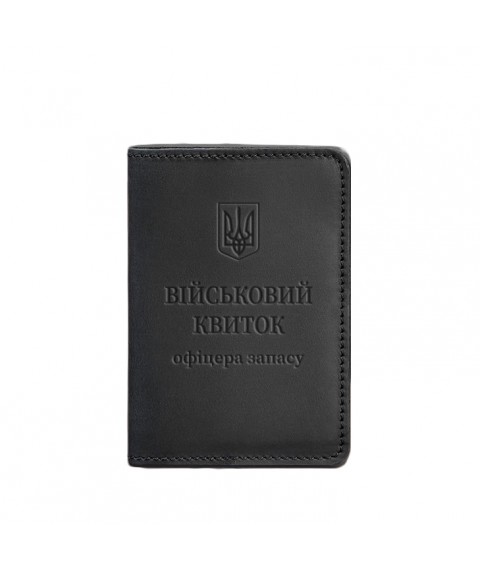 Leather cover for military ID of reserve officer 8.0 black Crazy Horse