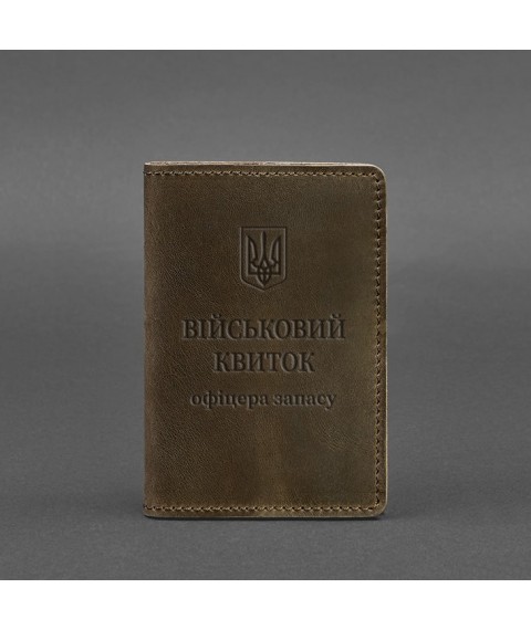 Шкіряна обкладинка для військового квитка офіцера запасу 8.0 темно-коричнева Crazy Horse