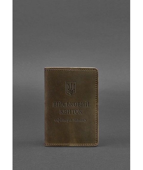 Шкіряна обкладинка для військового квитка офіцера запасу 8.0 темно-коричнева Crazy Horse