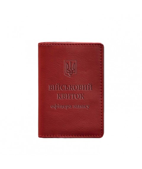 Шкіряна обкладинка для військового квитка офіцера запасу 8.0 червона