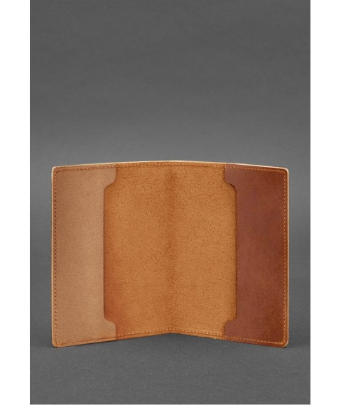 Leather cover for military ID of reserve officer 8.0 light brown Crazy Horse