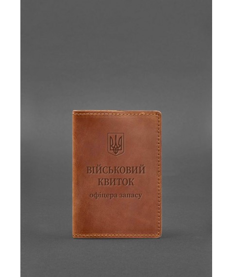 Leather cover for military ID of reserve officer 8.0 light brown Crazy Horse