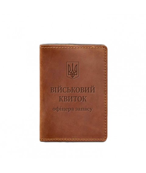 Leather cover for military ID of reserve officer 8.0 light brown Crazy Horse