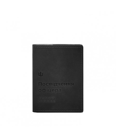 Leather cover for officer's ID 9.2 Black Crazy Horse