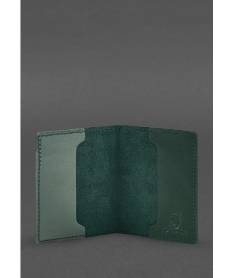 Leather cover for officer's ID 9.2 green Crazy Horse