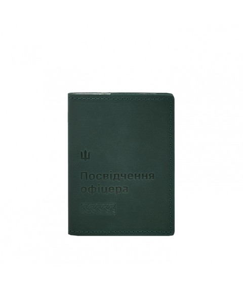 Leather cover for officer's ID 9.2 green Crazy Horse