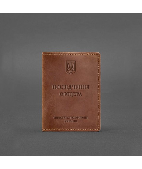 Leather cover for officer's ID 9.0 light brown Crazy Horse