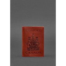Кожаная обложка для паспорта с канадским гербом коралл Crazy Horse