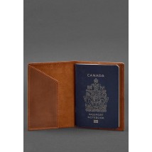 Кожаная обложка для паспорта с канадским гербом светло-коричневая Crazy Horse