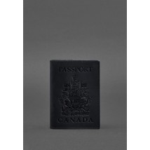 Шкіряна обкладинка для паспорта з канадським гербом темно-синя Crazy Horse