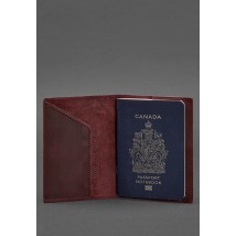 Шкіряна обкладинка для паспорта з канадським гербом бордова Crazy Horse
