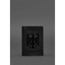 Leather passport cover with the coat of arms of Germany black Crazy Horse
