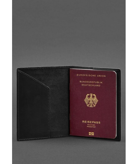 Leather passport cover with the coat of arms of Germany black Crazy Horse