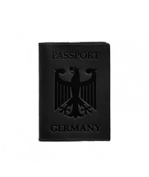 Leather passport cover with the coat of arms of Germany black Crazy Horse