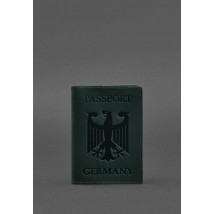 Кожаная обложка для паспорта с гербом Германии зеленая Crazy Horse